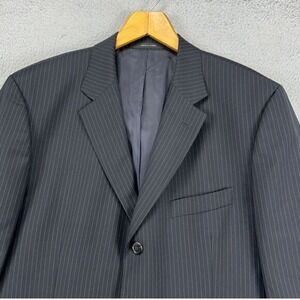 Boss Hugo Boss‎ Sport Coat Blazer Mens 44R Black Blue Pinstripe Wool Super 100